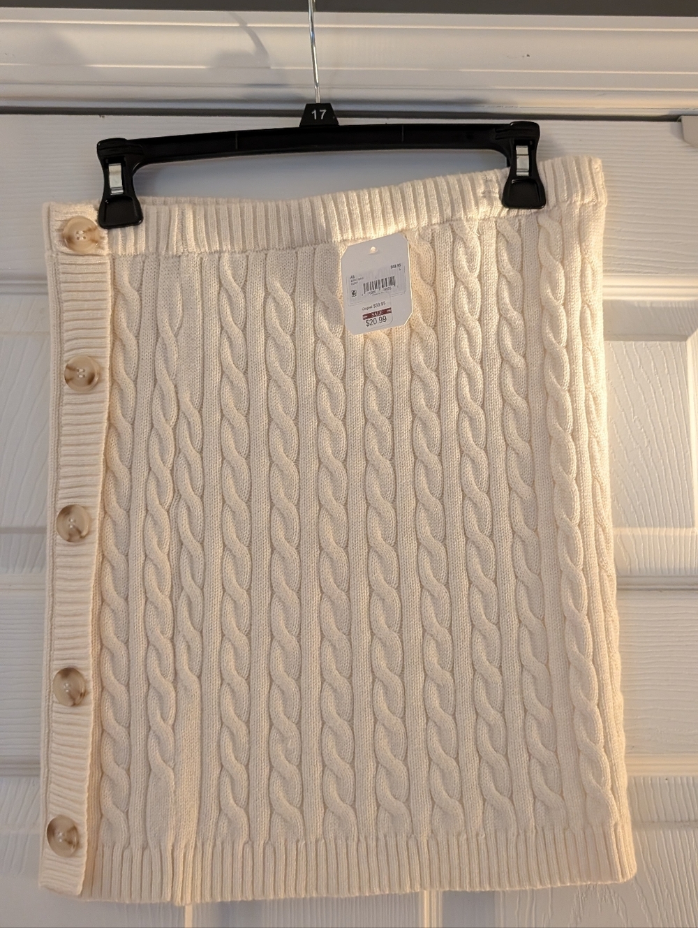 Altar'd State Cream Cable-Knit Mini Skirt with Side Buttons